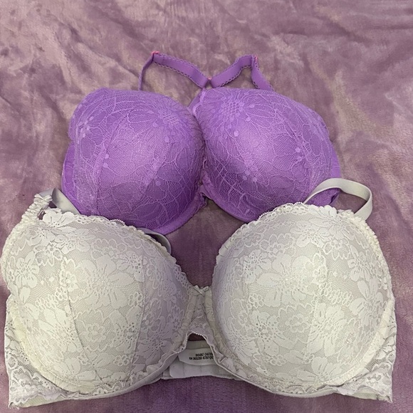 Victoria's Secret Other - VS/Pink Lace Underwire Bra Set - Purple and White